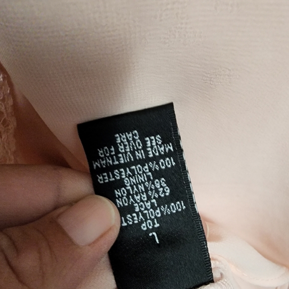 AGB pink chiffon lace sleeve layered blouse size large - Picture 7 of 7